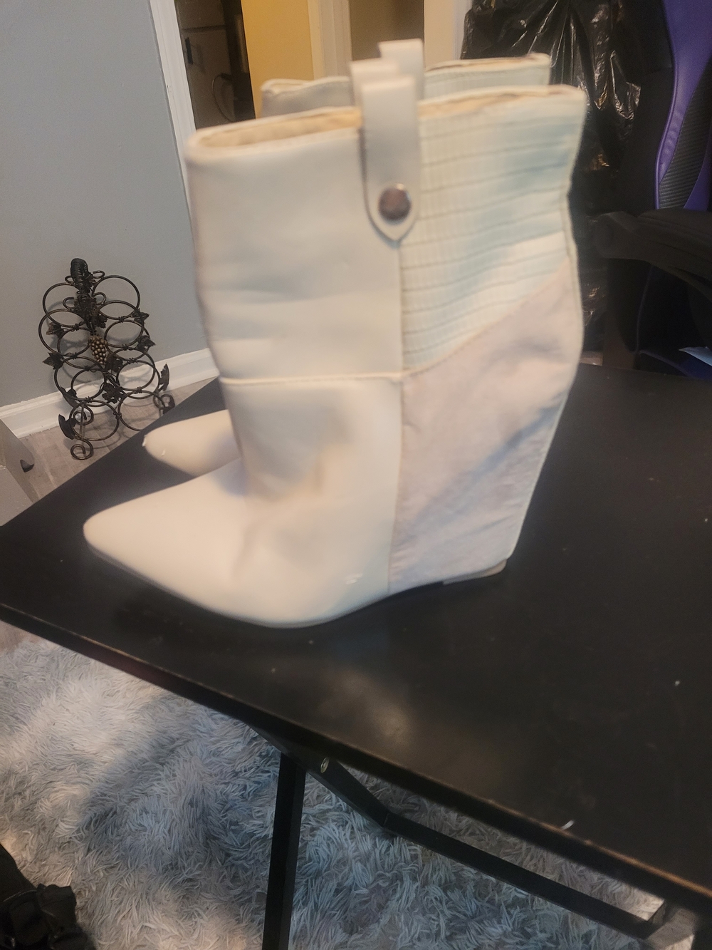 Women's White Wedge Ankle Boots